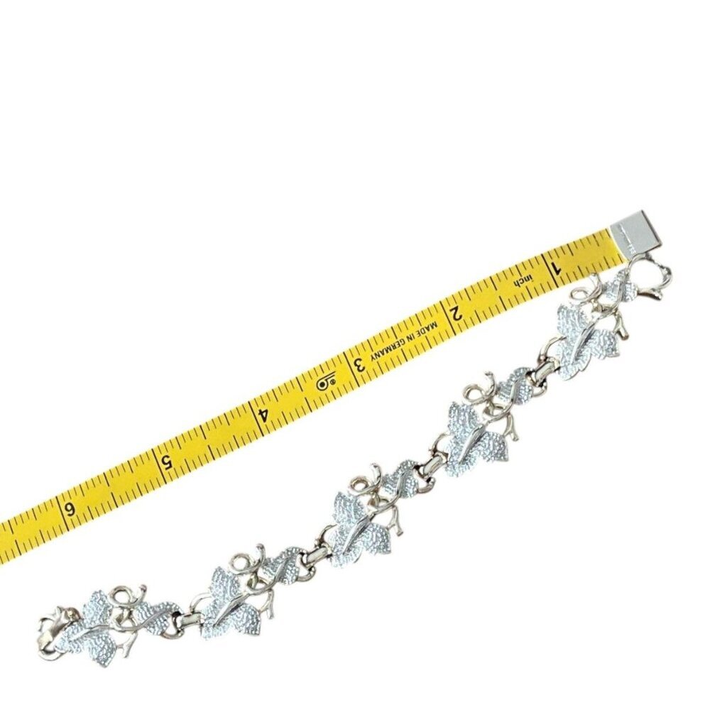 Sarah Coventry Whispering Leaf vintage silver-tone link bracelet fairycore - Picture 5 of 9